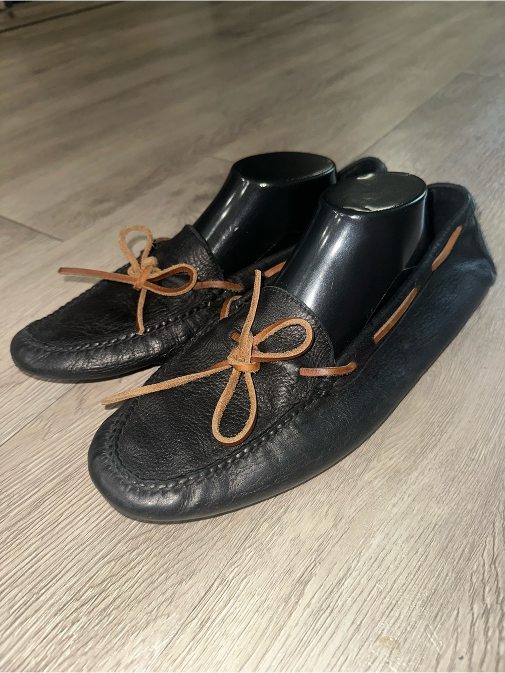 Cole Haan Black Leather Soft Bottom Slipper Slip On Moccasin Shoes Sz 43 D